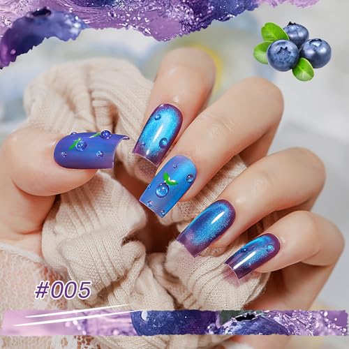 MIZHSE Cat Eye Gel Nail Polish, Fruit Colors Magnetic Gel Polish Set Gift - color: Fruit Cat Eye Gel