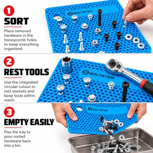 Boltster Original Silicone Fastener Organizer Tray, Blue - color: Blue
