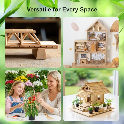 Pllieay 30Pcs Bamboo Craft Sticks for DIY Handmade Projects