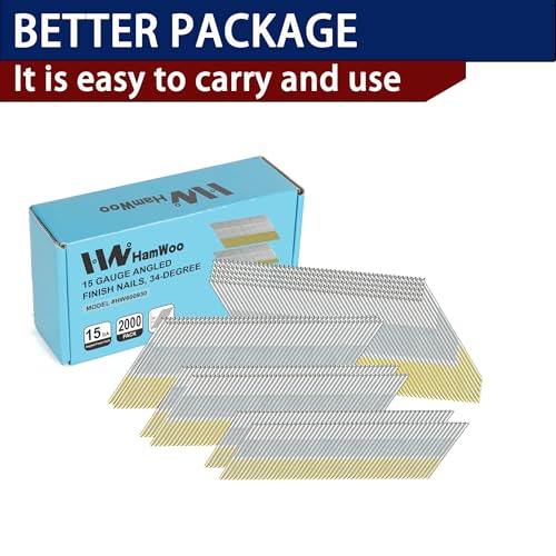 HW HAMWOO 15 Gauge Finish Nails,1-1/4",1-1/2",2",2-1/2",2000pcs - size: Assembly--2000pcs