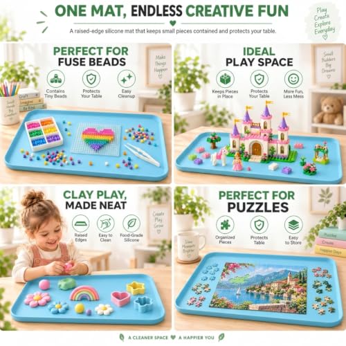 Silicone Clay Craft Mat 24x16 with Raised Edges for Modeling and DIY Crafts - color: Sky blue