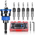 9PCS Countersink Drill Bit Set with Adjustable Depth Stopper - color: Blue, size: Standard - Manual Adjustment