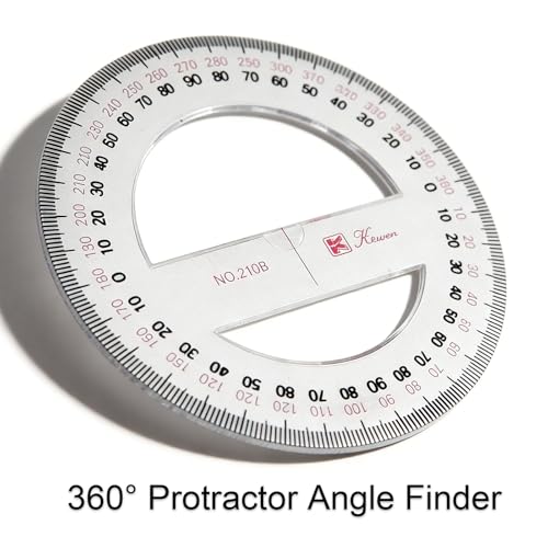 SEIWEI 360 Degree Protractor, 4 Inch Math Circle Ruler, Clear Plastic Angle Measurement Tool with Accurate Scale, Round Protractor for Kids Geometry, Engineering, Drafting, School & Office - size: 4 Inch / 10 cm
