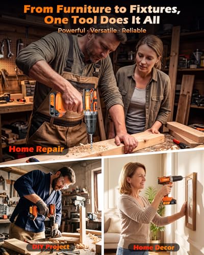 21V Cordless Drill Set with Case | Easy to Control & Lightweight - size: Standard Kit