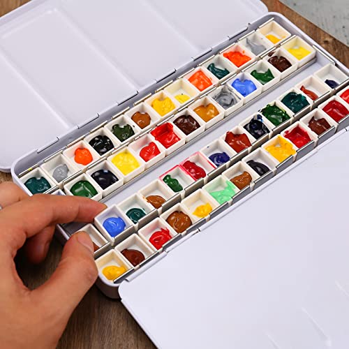 MYARTOOL Empty Watercolor Palette, Empty Watercolor Tin Palette Paint Case with 48 Watercolor Half Pans for DIY Travel Watercolor Palette, Sketching and Plein Air Painting - color: Colorful, size: 48 PCS Empty Half Pans