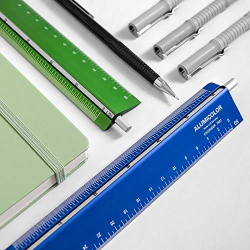 Alumicolor Select-a-Scale Engineer Drafting Tool w/Rotating Calibration Rod (12IN, Blue) - color: Blue, size: 12IN