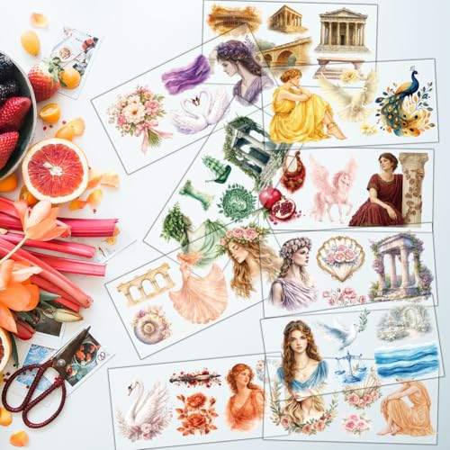 10 Pcs Greek Goddess Theme UV DTF Cup Wraps, 10 Sheets Classical Goddess Cup Transfer Stickers Waterproof Rub on Transfer Reusable DIY Vinyl Decals for DIY Glass Cups Wood Crafts - color: Greek Goddess