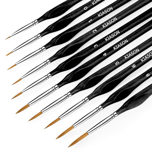 10Pcs Miniature Detail Paint Brushes Triangular Wood Handle Set - color: Black, size: 10