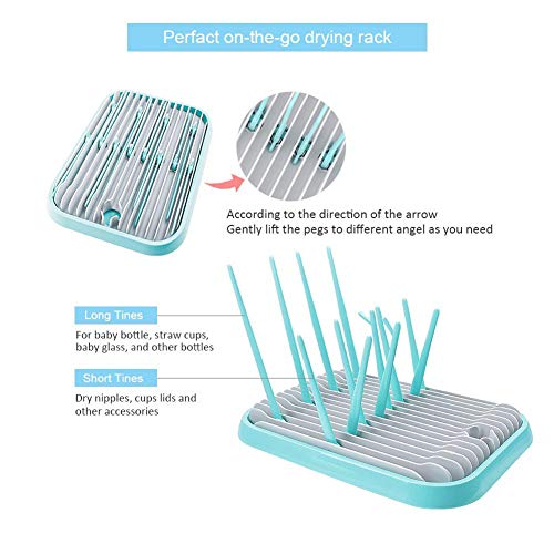 Baby Bottle Drying Rack with Bottle Cleaning Brush Set/Plastic Bag and Bottle Dryer - Drying Rack and The Planet Folds for Easy Storage
