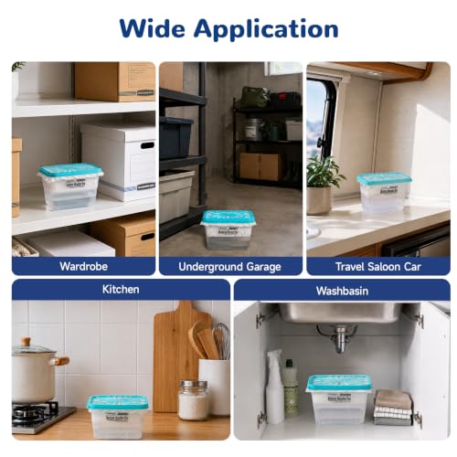 Refillable Moisture Absorber, 6 Pcs and 52 oz Refill Beads, Fragrance Free - size: Square 800ml Box 6 Pack