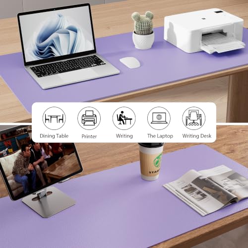 Aothia Faux Leather Desk Mat (Light Purple, 23.6" x 13.7") - color: Light Purple, size: 23.6" x 13.7"