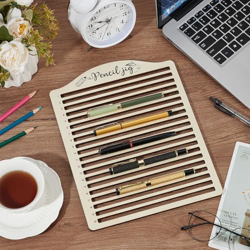 BENECREAT 20-Slot Laser Engraving Jig, Wood Pencil Fixture, Multi-Pencil Clamping Tool for Creative Pen Making, DIY Projects & Artisan Creations, 7.8x0.3" ID - style: 20 Slots
