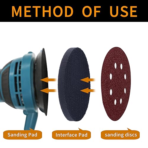 5 Inch Hook and Loop Soft Sponge Cushion Interface Buffer Pad, Soft Density Sanding Pads Sander Cushion Buffer Backing Pad for Automotive Woodworking Polishing, 6 Pack