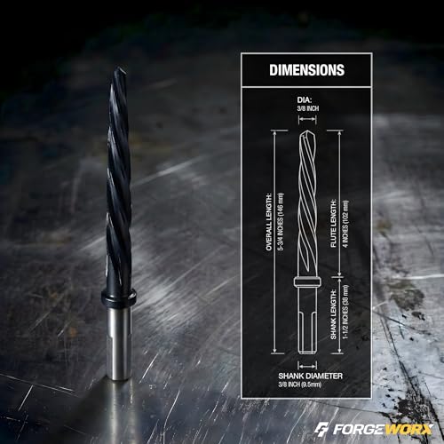 3/8 Inch x 4-5/8 Inch Bridge Reamer 1/2 Inch Shank Tapered Reamer, TiAlN Coating Construction Reamer for Metal (3/8” x 4-5/8”) - size: 3/8" x 4-5/8"