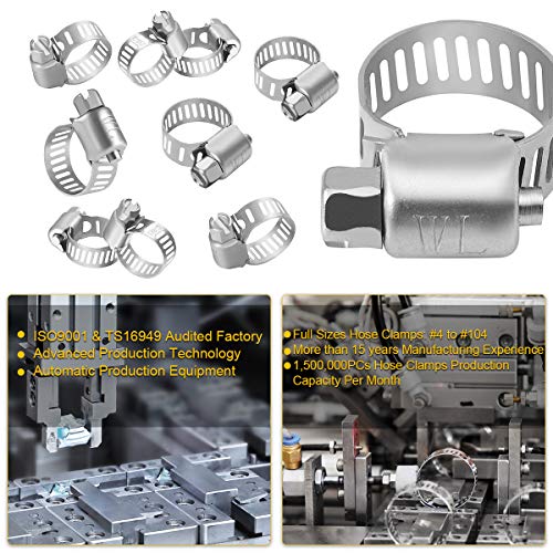 Winlong 1/2" Hose Clamps, Adjustable 1/4" to 5/8" (6mm-16mm), 24PK - size: Mini#4 (1/4" ~ 5/8") 24PK