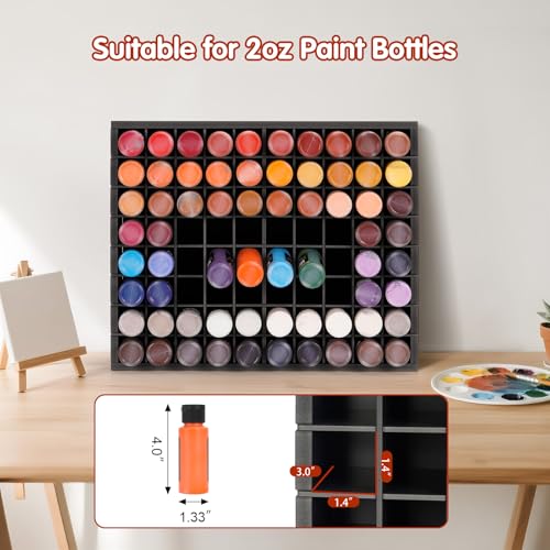 Krafetto 80-Grid Paint Organizer for 2 Oz Bottles, Wall Mount, Black - color: 1pc black paint rack