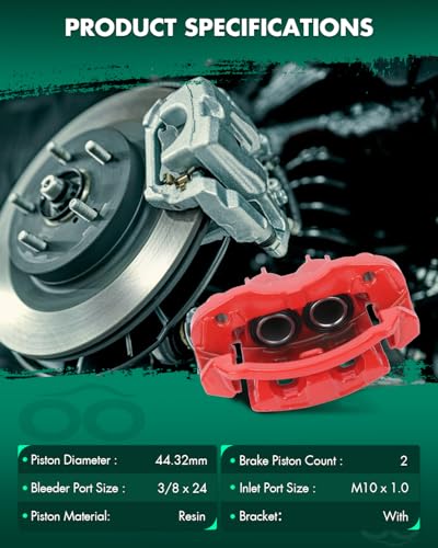 SCITOO - Rear Disc Brake Caliper Assembly w/Bracket For Ford - size: Rear Driver[18-B4752]Red