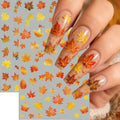 Fall Nail Art Stickers 2 Sheets 5D Embossed Autumn Maple Leaf Nail Decals Self Adhesive Thanksgiving Day Nail Design Decals Fall Maple Leaves Nails Stickers for Women Thanksgiving Day DIY Manicure - color: Orange Fall