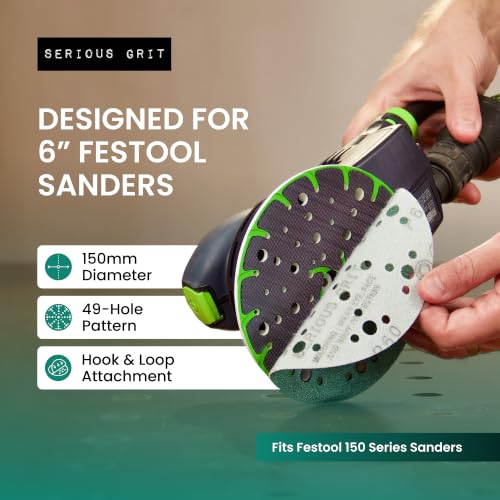 Serious Grit - 6-Inch 49-Hole Sanding Discs - P80-220 Assortment - 50 Pack - size: Mixed Grit