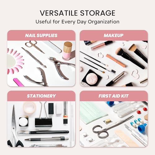Beauticom Double-Layer Personal Storage Storage Case for Professional Nail Art Pens, Nail Brush, Tools (Frosted White) - color: Frosted White