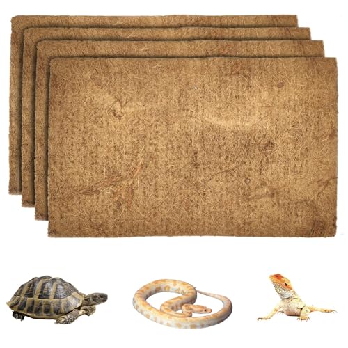 Hamiledyi Reptile Carpet Natural Coconut Fiber Tortoise Carpet Mats 4 Pcs - size: 4 Packs/19.7 x 11.8 Inch