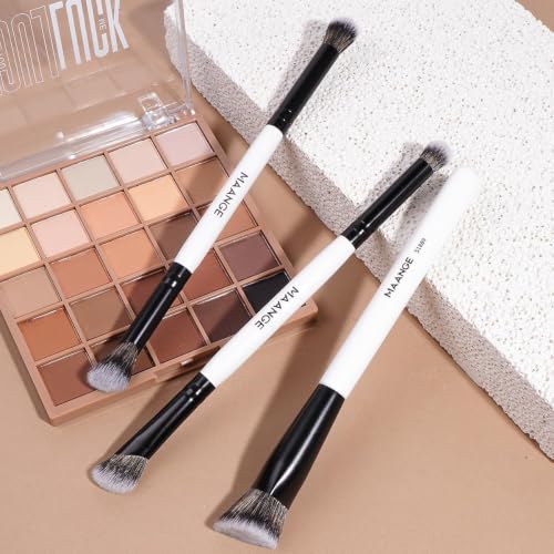 MAANGE 3 PCS Foundation Contour Conceal Brush Set, Makeup Brushes, Eyeshadow Concealer Brushes, Double Sided Blending Eyebrow Brush Professional Face brushes Set Tools, For Liquid, Cream, Loose Powder - color: 3 PCS
