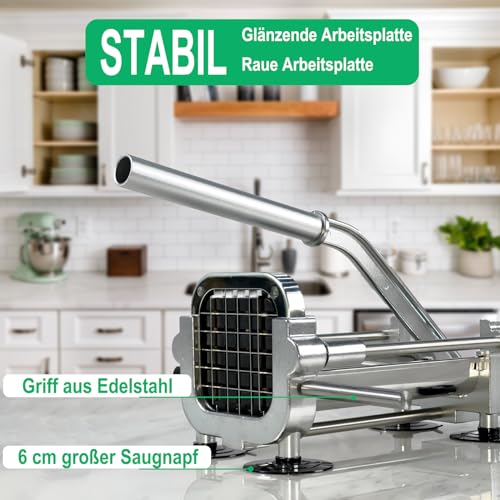 French Fry Cutter, Heavy Duty Potato Slicer, Stainless Steel Potato Chopper Set with 1/2 and 1/4 Inch Blades for Sweet Potato, Carrot, Yam, Cucumbers - size: 1/2&1/4 Cutter