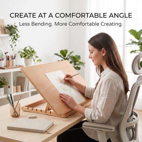 17" x 25" Extra Large Tabletop Easel, Adjustable Beechwood Desk Easel - size: 17"x25"