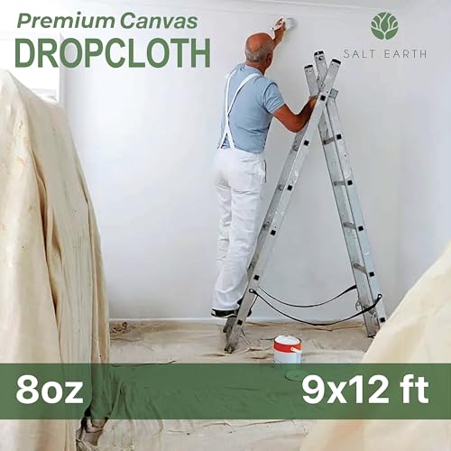 4Pk Recycled Cotton All Purpose Canvas Tarp Cover Painter Drop Cloth-9x12ft - size: Pack of 4 - 9X12
