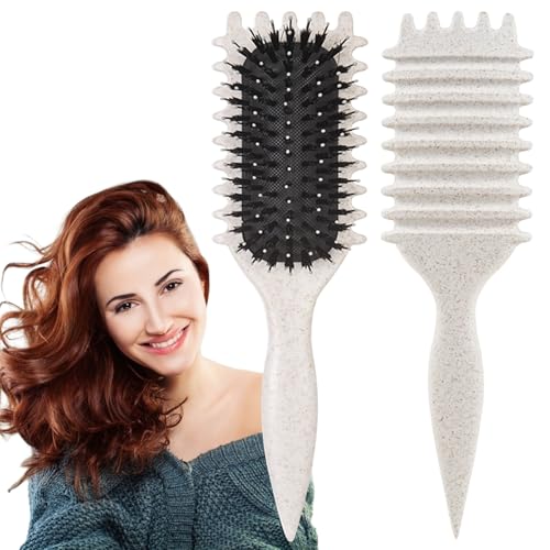 1 PCS Curly Hair Brush, Curl Defining Brush (Beige) - color: Beige