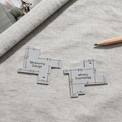 2 Pcs 2 Inch Sewing Gauge Mini Sewing Measuring Gauge Aluminium Quilting Templates Sewings Ruler Seam Guide Ruler Double Sided Different Sizes for DIY Sewings Craft