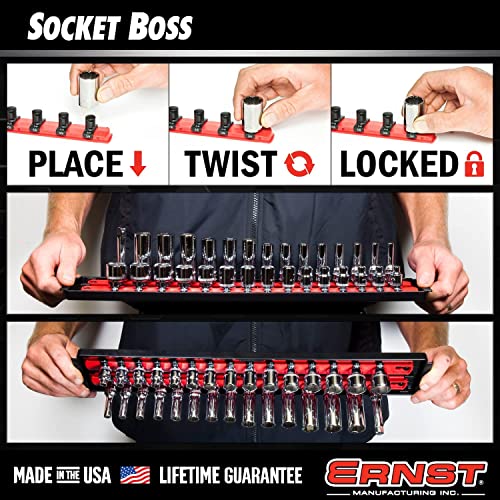 ERNST Socket Boss Combo 3-Pack, Hi-Viz Ratchet Socket Organizer(8512HVA) - Made in the USA - color: Hi-viz