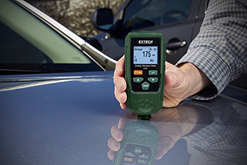 Extech CG206 Coating Thickness Tester - Dual Technology Paint Depth Gauge for Ferrous & Non-Ferrous Metals - USB PC Connectivity, 1500 Reading Memory, Calibration Kit Included