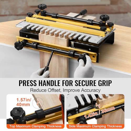 VEVOR Dovetail Jig, 12 in Width, Dove Tailing Router Jigs with 4 Router Bits & 3 Templates, Precise Alignment Dove Tail Jig, Mortise and Tenon Woodworking Tools for Furniture & Wood Cabinet Making