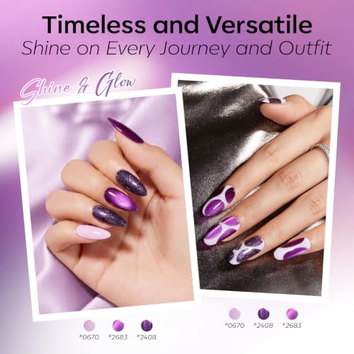 modelones Purple Gel Nail Polish Set, Hema-Free 6 Colors Lavender Mauve - color: A A A2 Purple Violet Letter