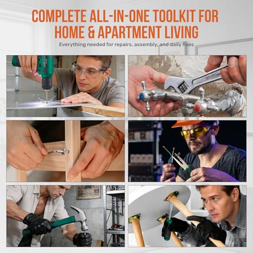Hi-Spec 8V USB Power Drill Driver and Home Tool Kit with Toolbox Set, Green - color: Green, size: 130-Piece