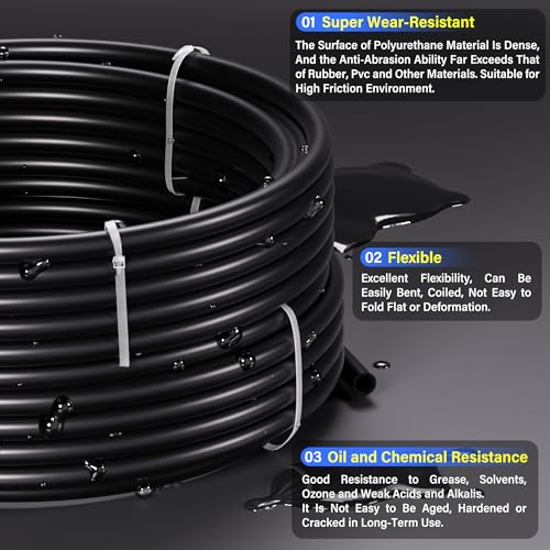 TAILONZ Black 10mm OD 6.5mm ID PU Air Hose Pipe Tube Kit 10 Meter 32.8ft - color: Black, size: 10mm OD/32.8ft/10m