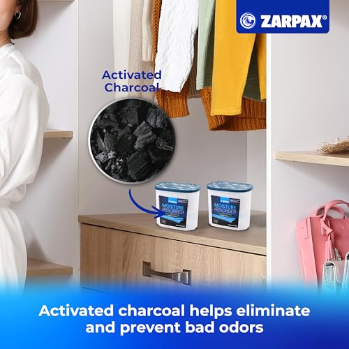 ZARPAX Moisture Absorber Activated Charcoal 18 oz Large - Set of 4 - size: 18 Ounce (Pack of 4), style: Activated Charcoal