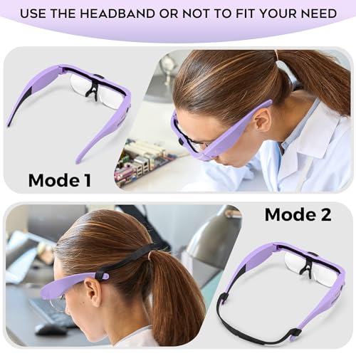 Dilzekui Magnifying Glasses w/Light,1.5X-5X Magnifying Glass Acrylic Lenses - color: Purple
