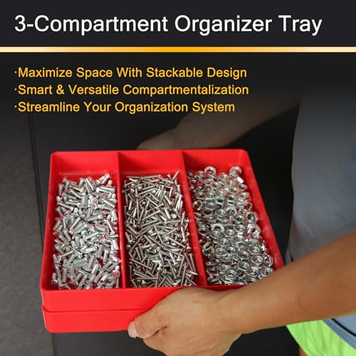 3-Compartment Tool Organizer Tray (1, Red) - color: Red