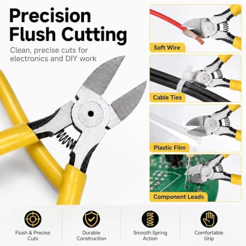 Wire Cutters Diagonal Cutting Pliers-5 Inches Cutters Spring Loaded,1pc - size: 5 inches