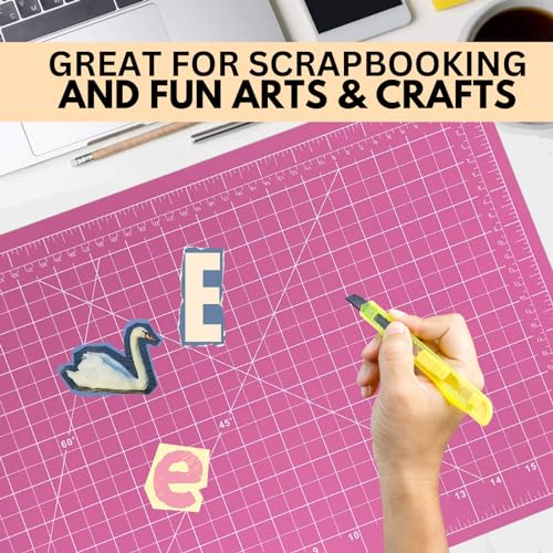 ARTIST'S BEST 12" x 18" Pink Cutting Mat | Self-Healing Surface | Inch & Millimeter Grid Lines | 60° & 45° Angles | Rotary Cutting Sewing Mat for Craft, Fabric, Scrapbooking