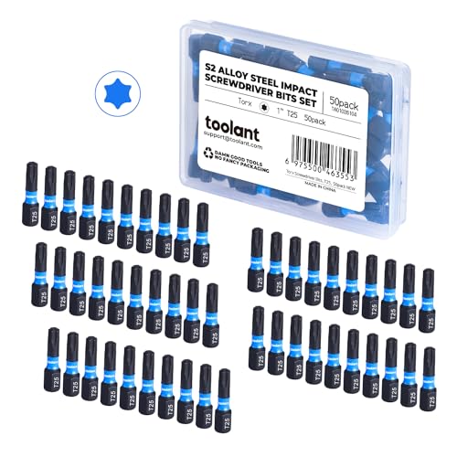 toolant 50PCS T25 1" Impact Torx Bits S2 Steel - size: T25(1"*50pcs)