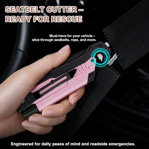 ALBATROSS Pink 6-in-1 Folding Pocket Car Knife for Women, 3.5" Blade - color: Pink