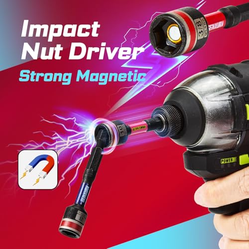 Geinxurn Impact Screwdriver Bits Set, Magnetic S2 Steel Phillips/Square/Torx/Hex 82Pieces Insert Power Bits Tips with Impact Bit Holder and Impact Nut Driver and Rachet Screwdriver Handle - size: Mixed-82Pcs-B