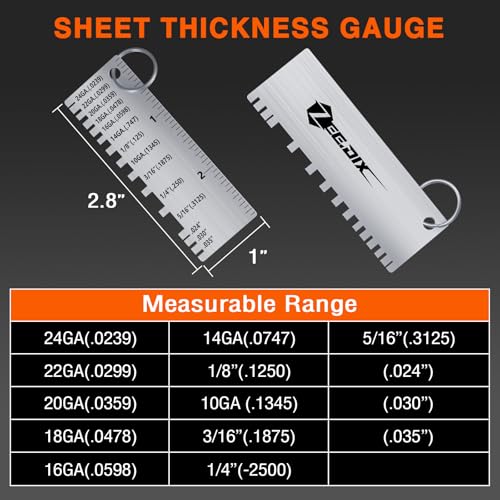 ZeeDix 4 Pcs Stainless Steel Metal Sheets Welding Thickness Gauge - style: Measuring combination-4