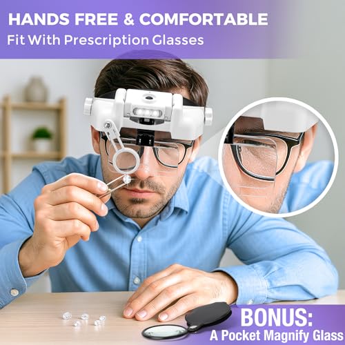 COYLAPY 1X-14X Magnifying Glass with Light & 5 Lenses for Close Work - color: White
