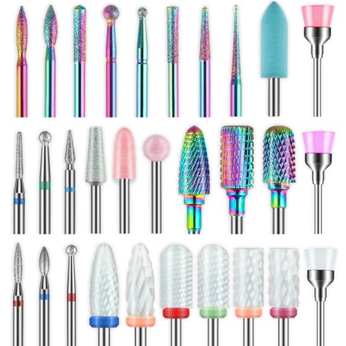 30Pcs Nail Drill Bits Set: 3/32 Inch Carbide Cuticle Ceramic Nail Bits - color: 30Pcs Nail Drill Bits