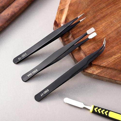 11 PCS Precision Tweezers Set, ESD Tweezers Set, Premium Craft Tweezers Kit