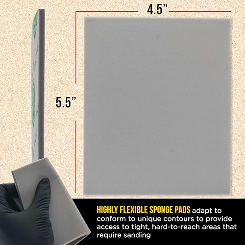 Dura-Gold Very Fine Cut Sanding Sponges 5.5" x 4.5", 320 to 400 Grit, Bx 10 - style: Very Fine